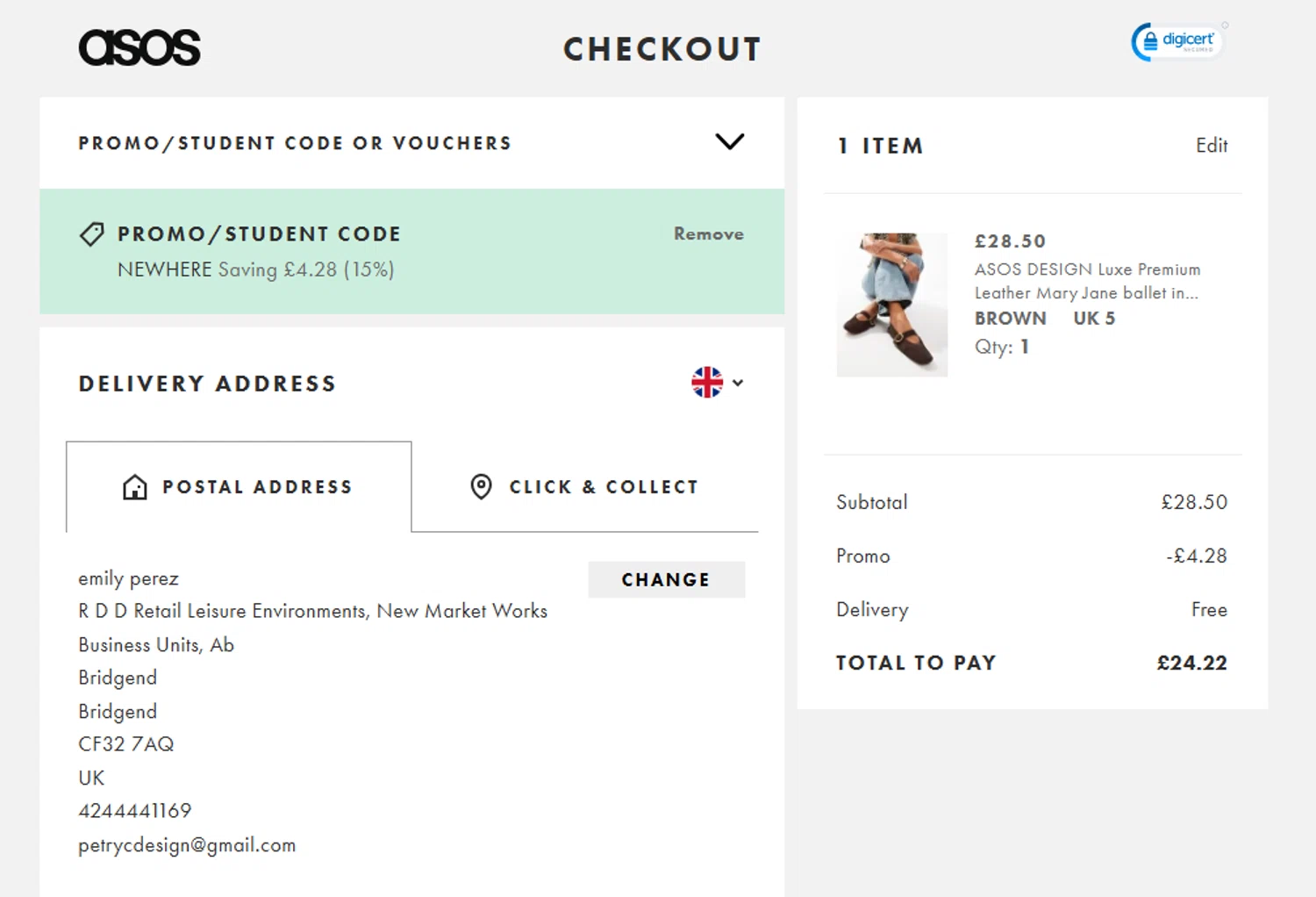ASOS Student Discount Process Example