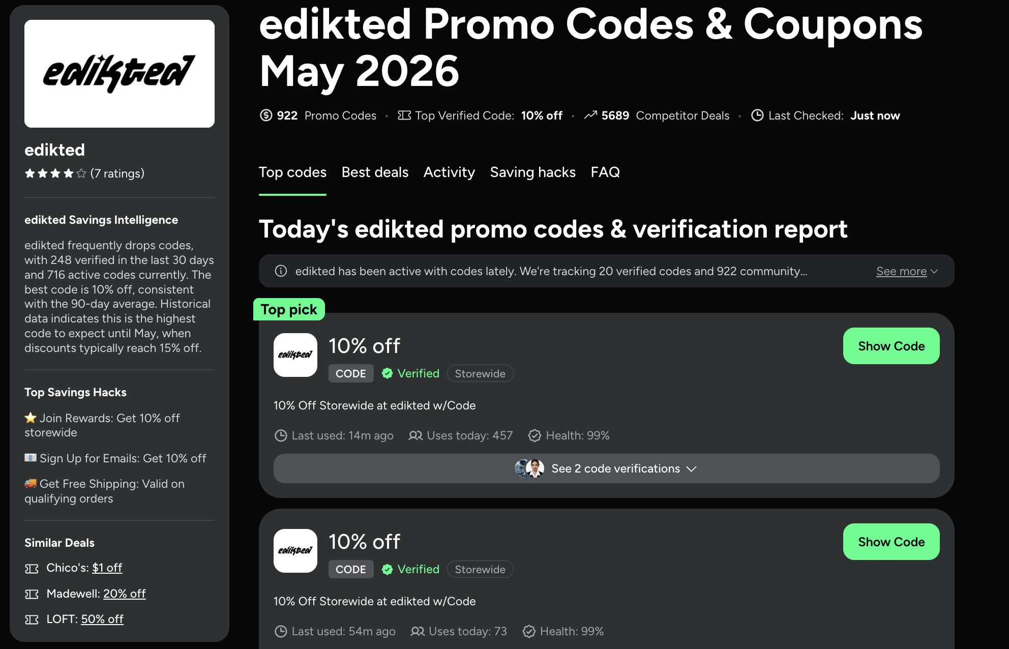 Edikted promo codes