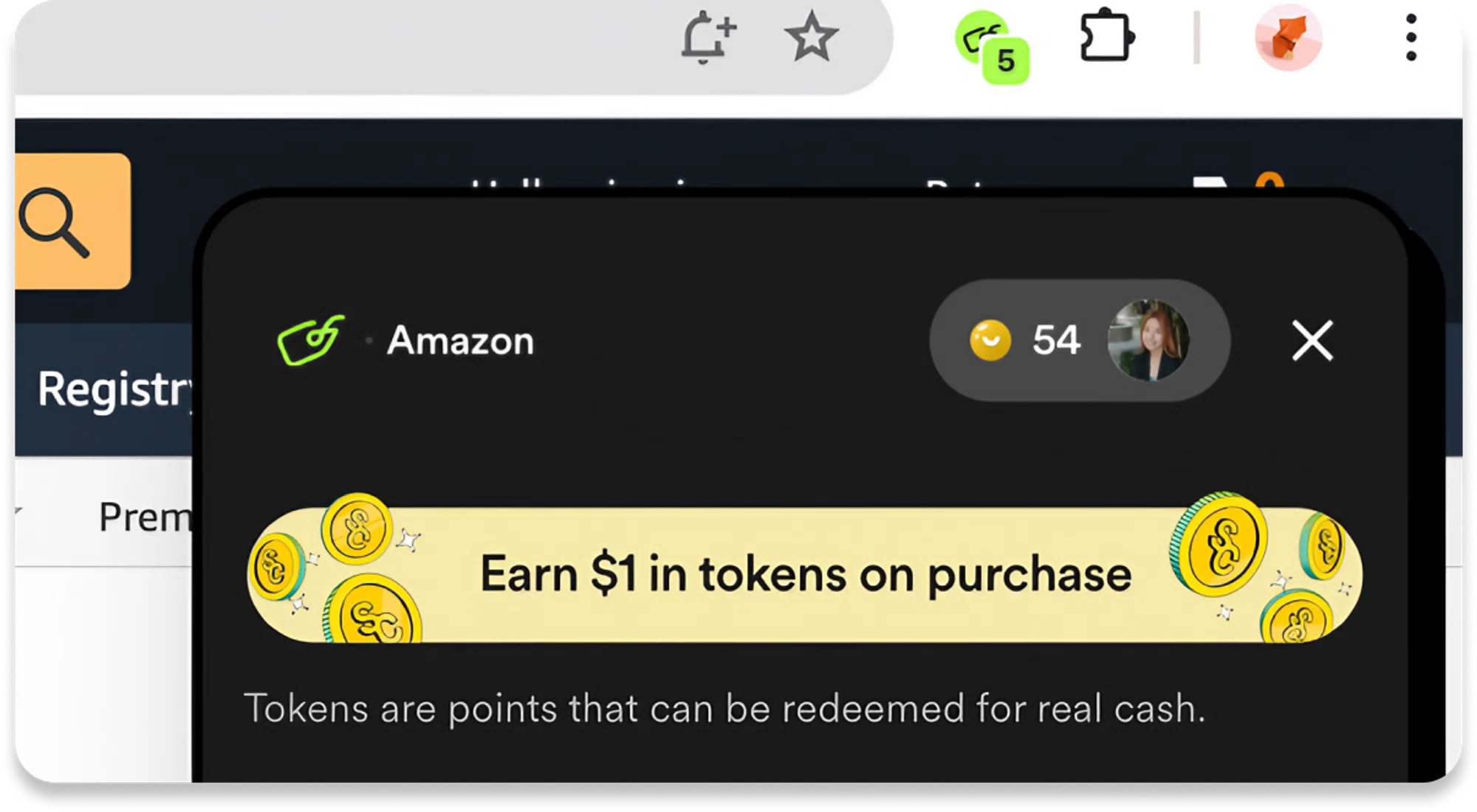 The SimplyCodes coupon and rewards extension active while shopping on Amazon.com.