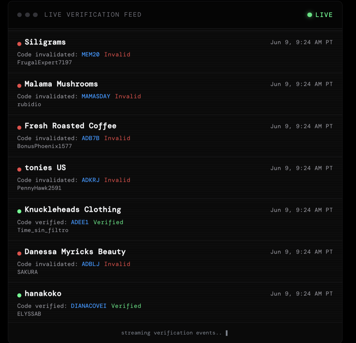 SimplyCodes live verification for promo codes