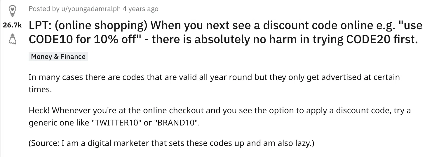 coupon codes reddit