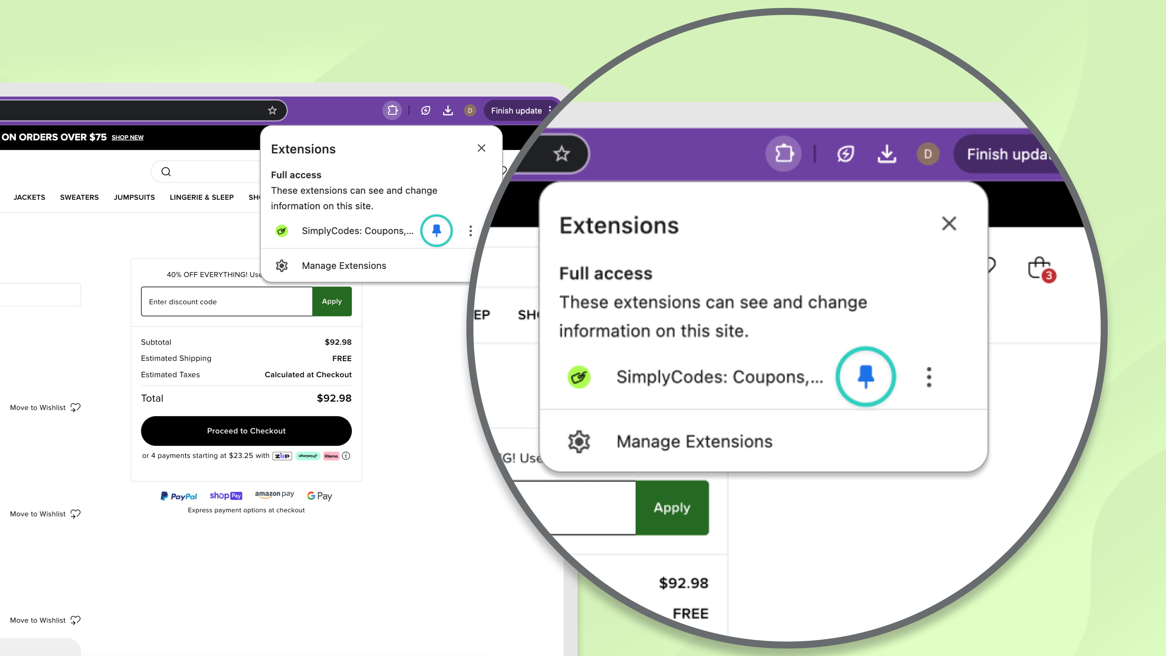 The SimplyCodes browser extension