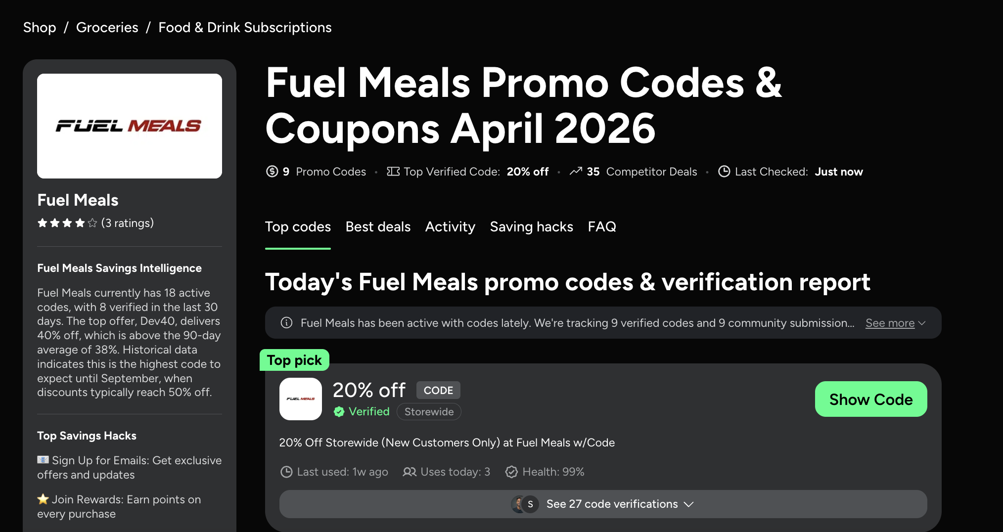 Fuel Meals Promo Codes new customer promo code