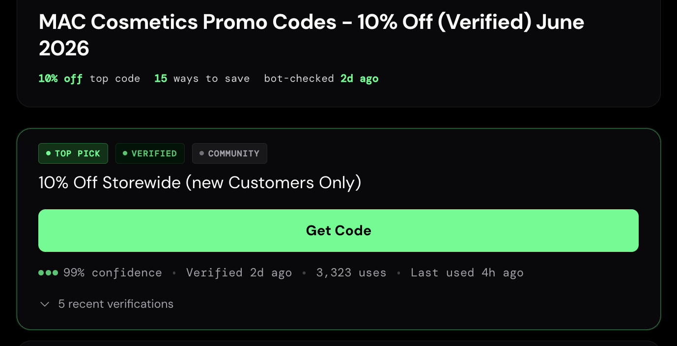 Mac Cosmetics promo codes on SimplyCodes