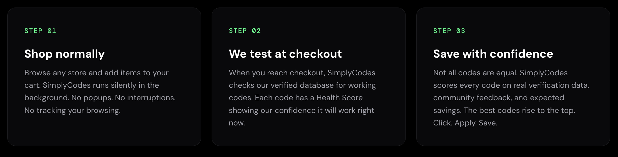 How the SimplyCodes browser extension works in three steps