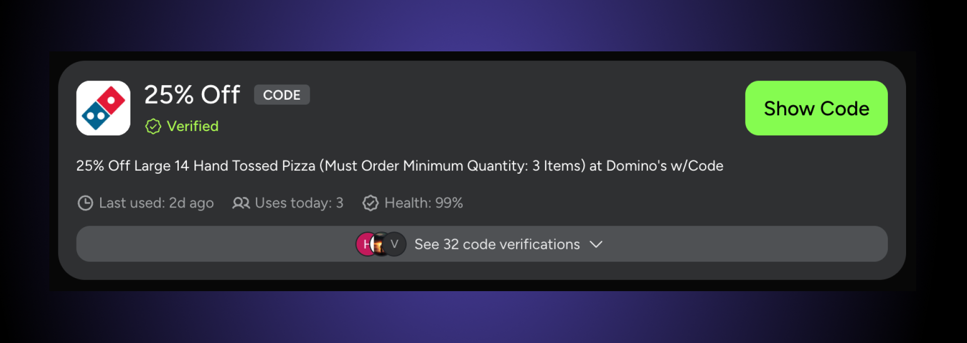 SimplyCodes Domino's promo code for items specific