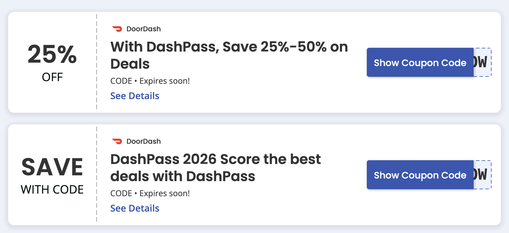 Coupon sites showing fake codes